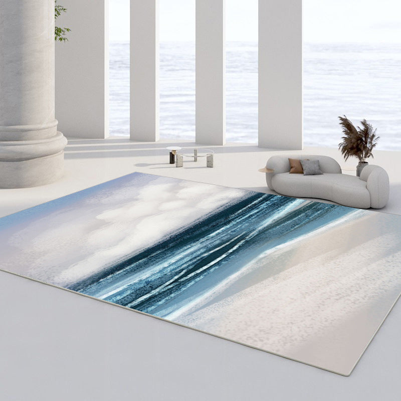 Apricot Color Block Carpet Polyester Modern Carpet Washable Carpet for Home Decor