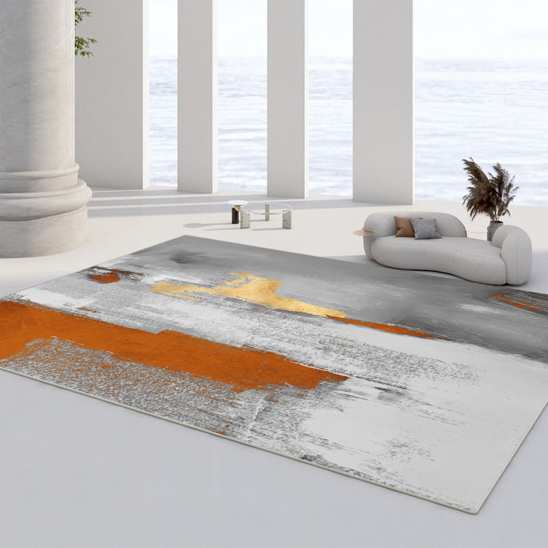 Aprikosen Farbblock Teppich Polyester Moderner Teppich -Waschmaschine für Wohnkultur