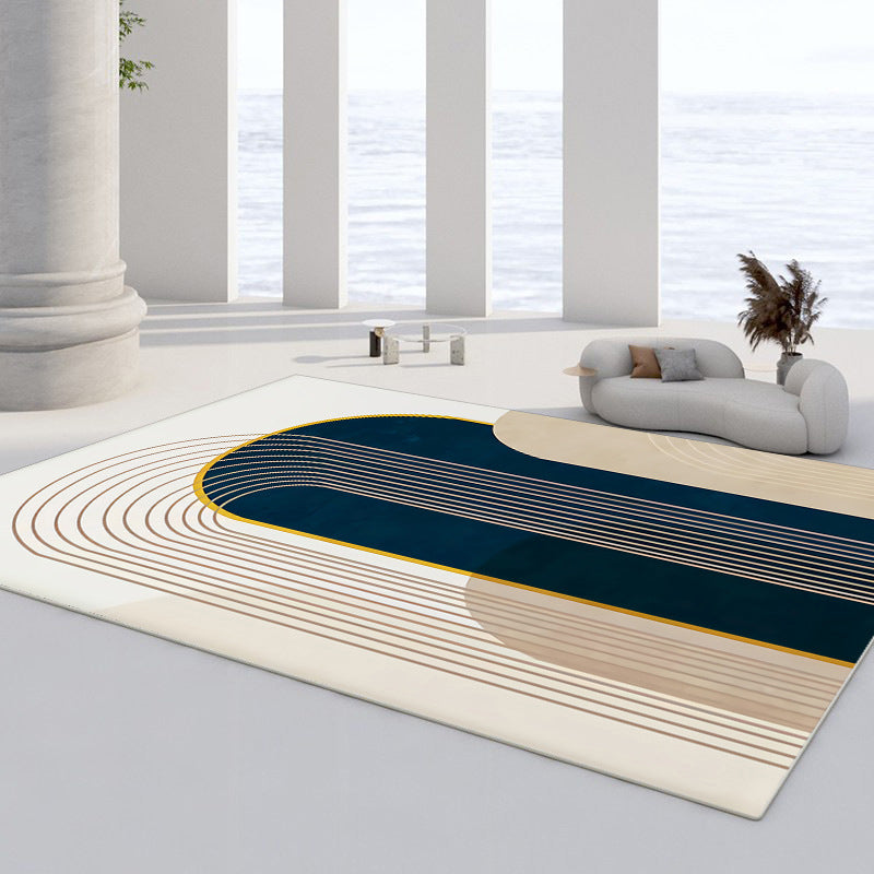 Apricot Color Block Carpet Polyester Modern Carpet Washable Carpet for Home Decor