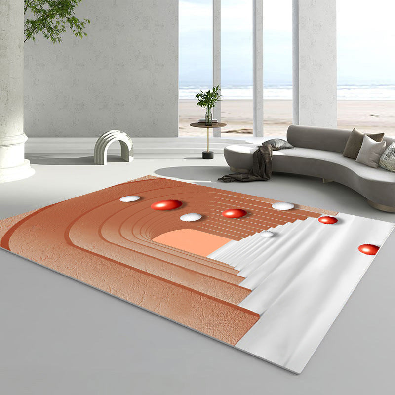 Light Brown Door Rug Polyester Modern Rug Stain Resistant Rug for Living Room