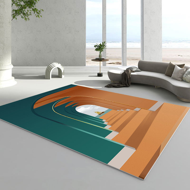 Light Brown Door Rug Polyester Modern Rug Stain Resistant Rug for Living Room