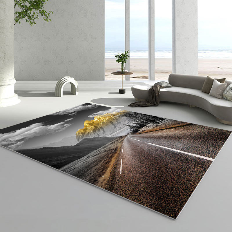 Alfombra de puerta marrón clara poliéster alfombra moderna alfombra resistente a manchas para sala de estar