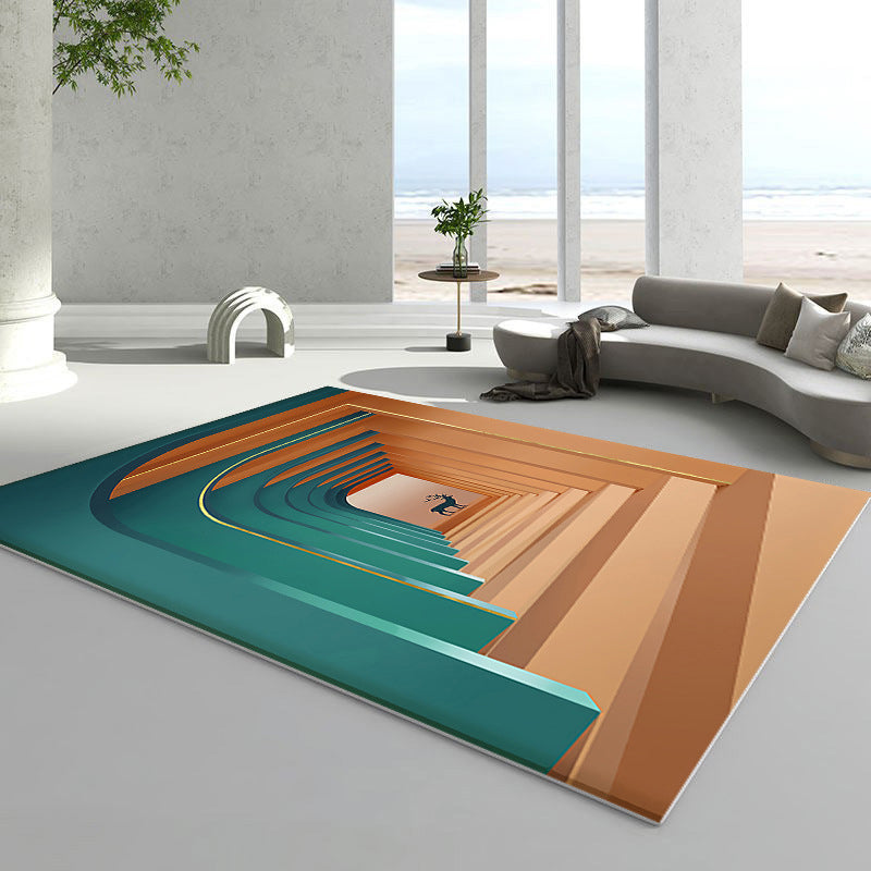 Light Brown Door Rug Polyester Modern Rug Stain Resistant Rug for Living Room