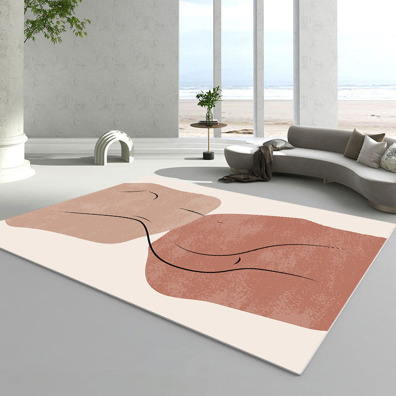 Alfombra nórdica marrón oscuro pieza de color poliéster alfombra de alfombra interior resistente para manchas para sala de estar