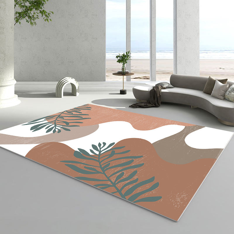 Dark Brown Nordic Rug Polyester Color Piece Indoor Rug Stain Resistant Rug for Living Room