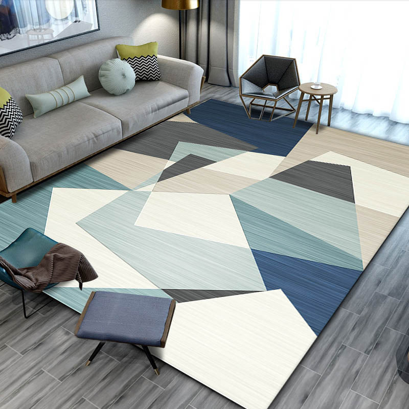 Apricot Simple Rug Polyester Geometric Rug Non-Slip Backing Rug for Living Room