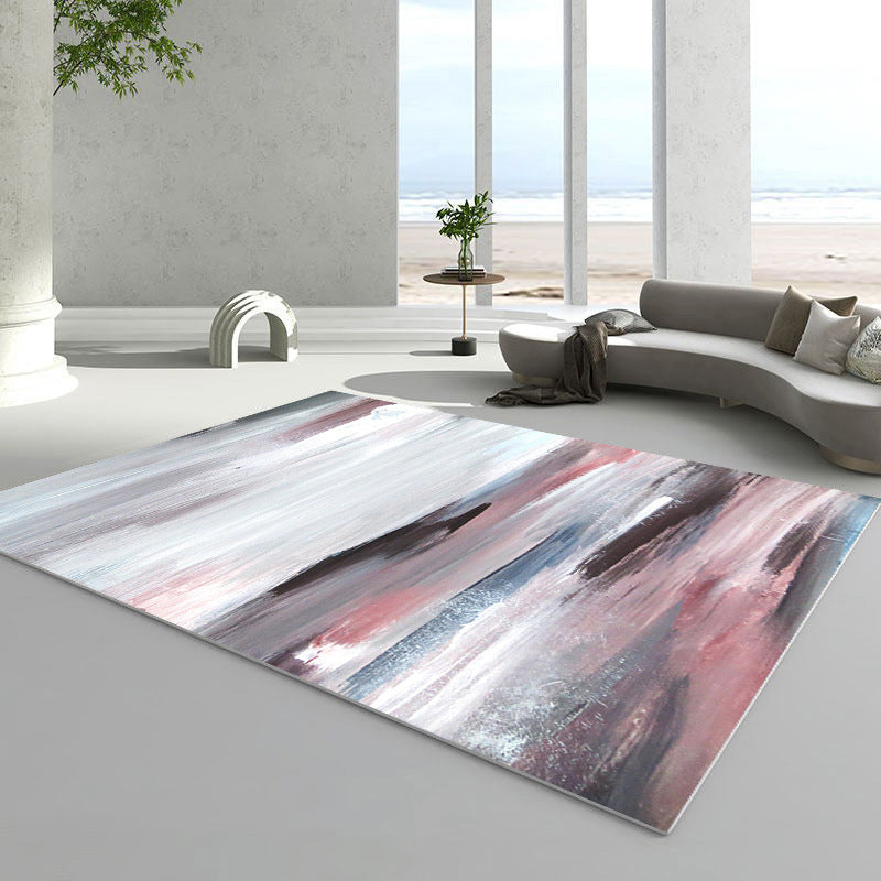 Alfombra gráfica blanca poliéster alfombra contemporánea alfombra resistente a manchas para decoración del hogar