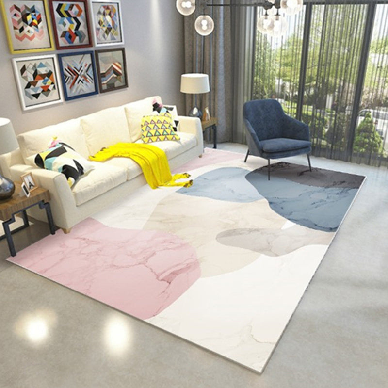 Light Orange Nordic Rug Polyester Color Block Rug Washable Rug for Home Decor