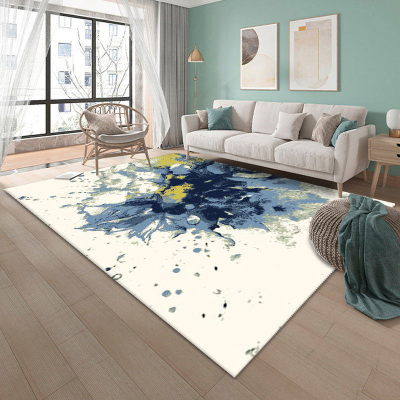 Gray Minimalist Rug Polyester Graphic Rug Washable Rug for Living Room