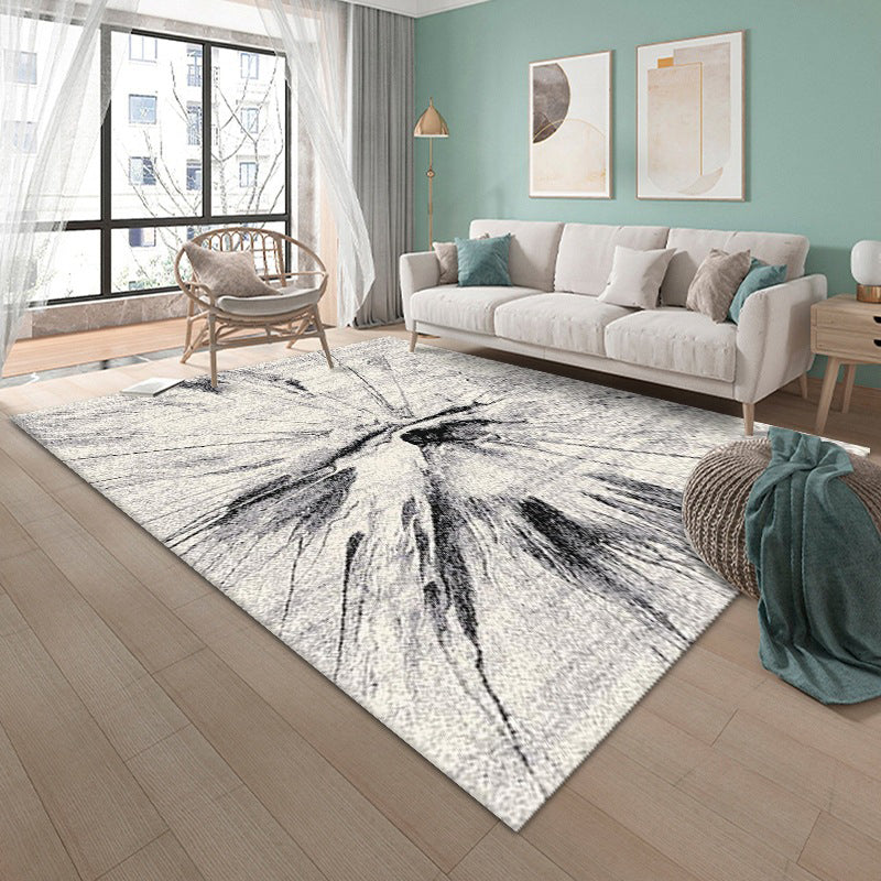 Gray Minimalist Rug Polyester Graphic Rug Washable Rug for Living Room