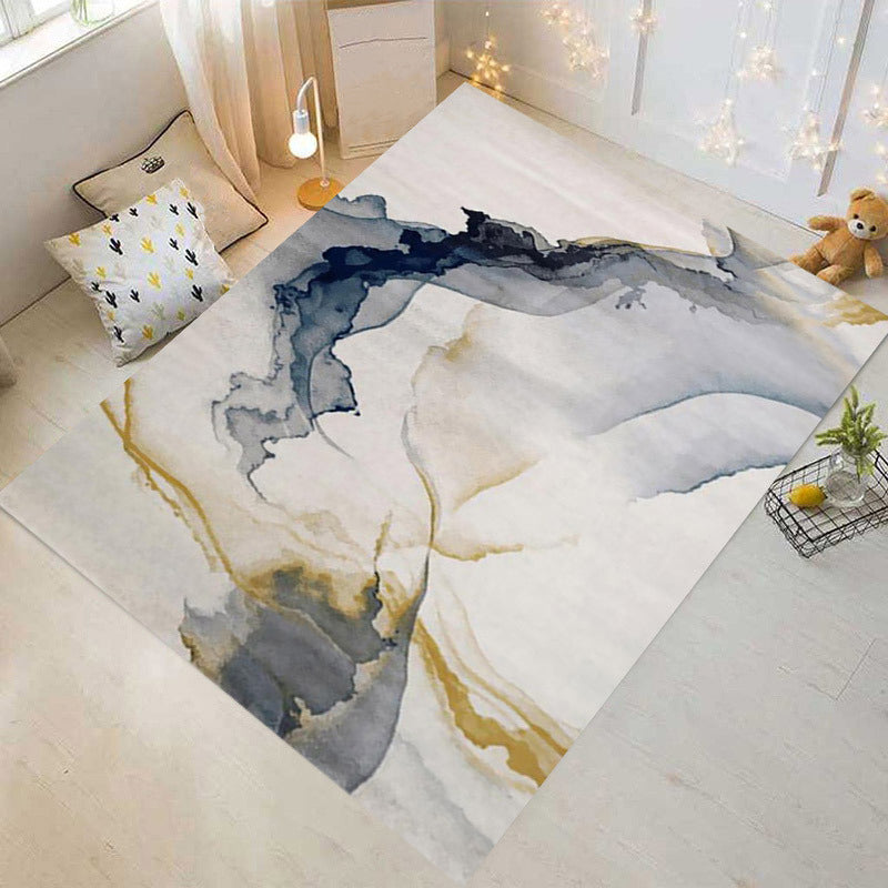 Gray Minimalist Rug Polyester Graphic Rug Washable Rug for Living Room