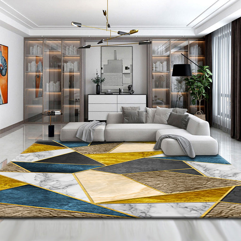 Gray Modern Rug Polyester Abstract Print Rug Non-Slip Backing Rug for Home Decor