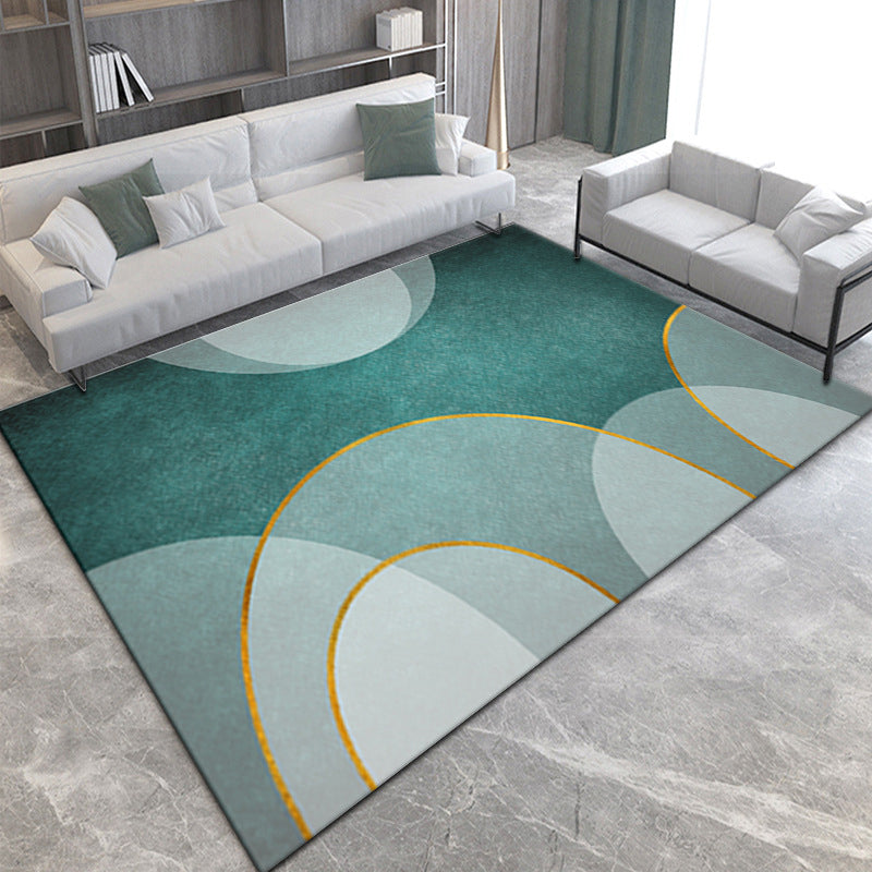 Gray Modern Rug Polyester Abstract Print Rug Non-Slip Backing Rug for Home Decor