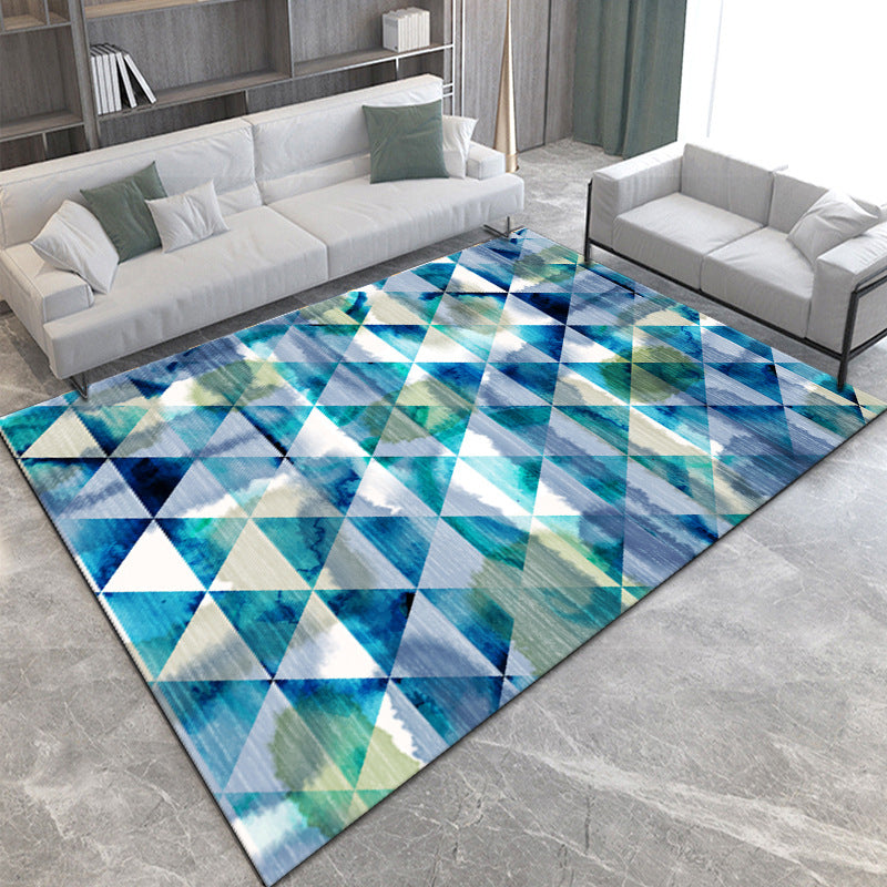 Gray Modern Rug Polyester Abstract Print Rug Non-Slip Backing Rug for Home Decor