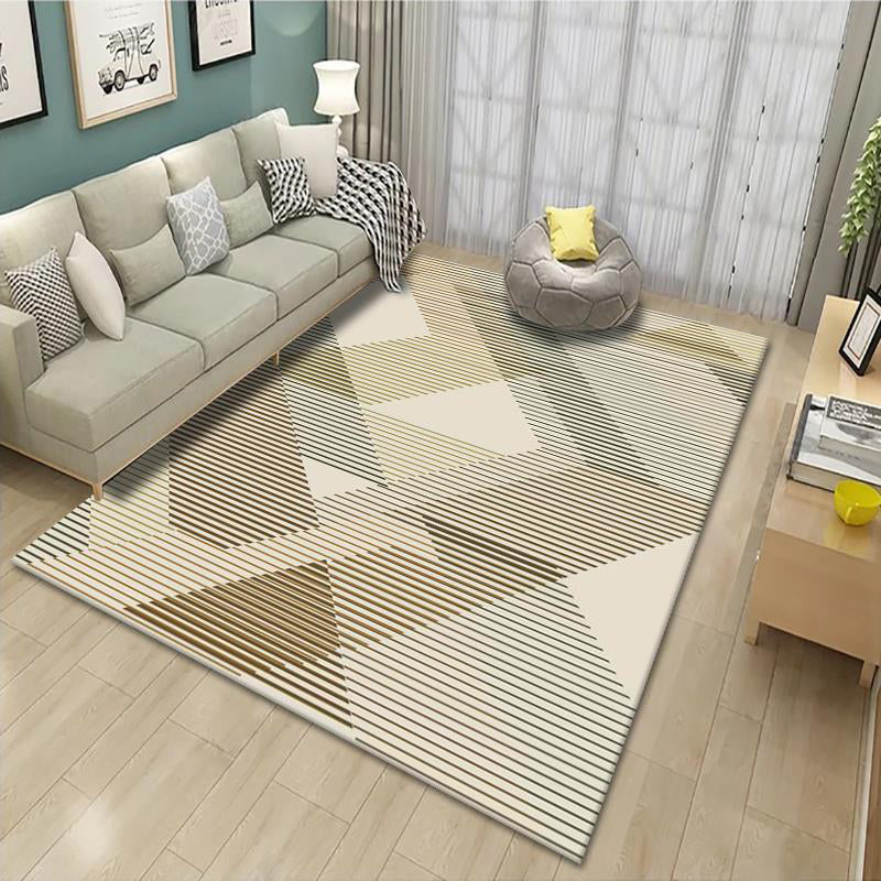 Apricot Modern Rug Polyester Geometric Patterns Rug Washable Rug for Living Room
