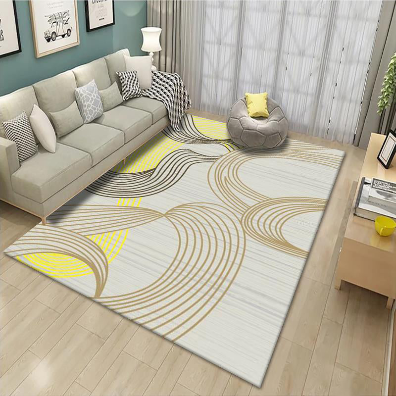 Apricot Modern Rug Polyester Geometric Patterns Rug Washable Rug for Living Room