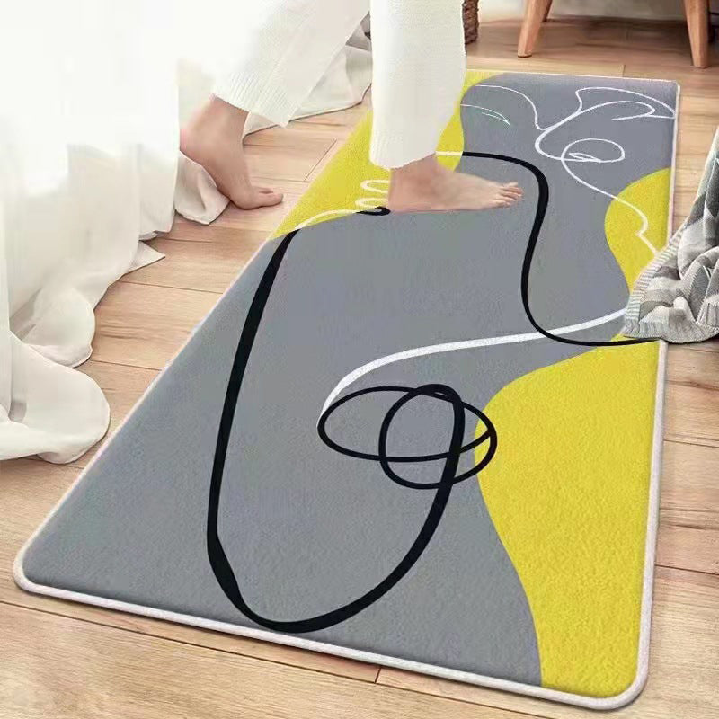 Dark Orange Nordic Carpet Polyester Color Block Carpet Washable Carpet for Home Decor