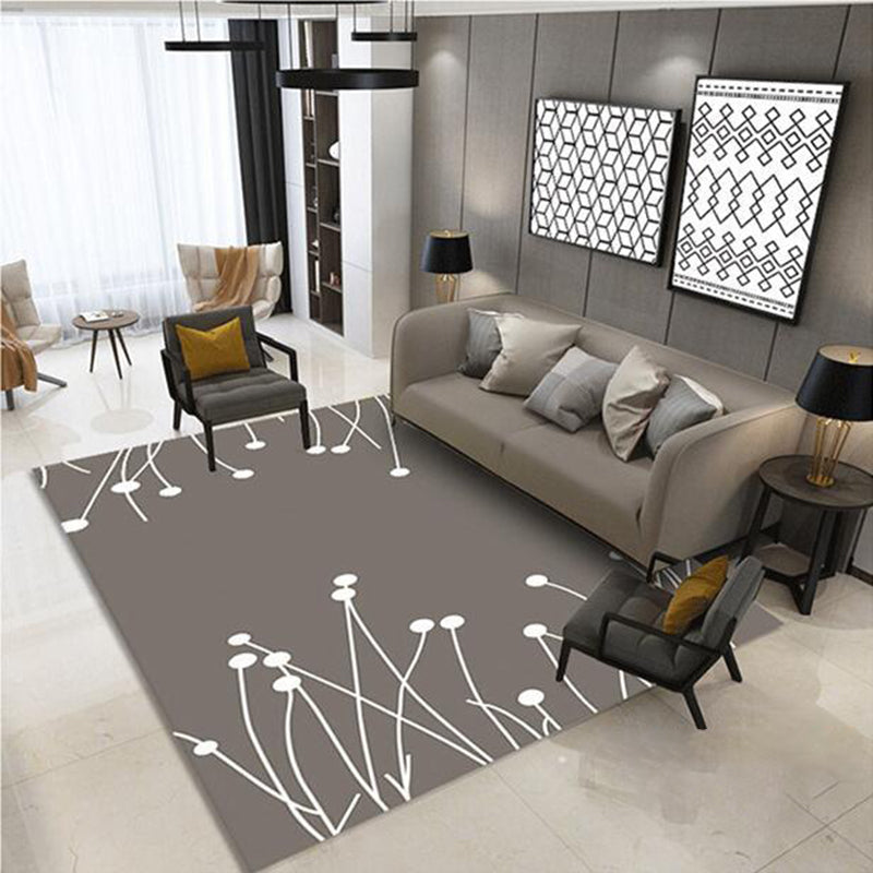 Black Modern Rug Polyester Graphic Rug Stain Resistant Rug for Drawing Room