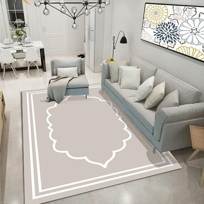 Black Modern Rug Polyester Graphic Rug Stain Resistant Rug for Drawing Room