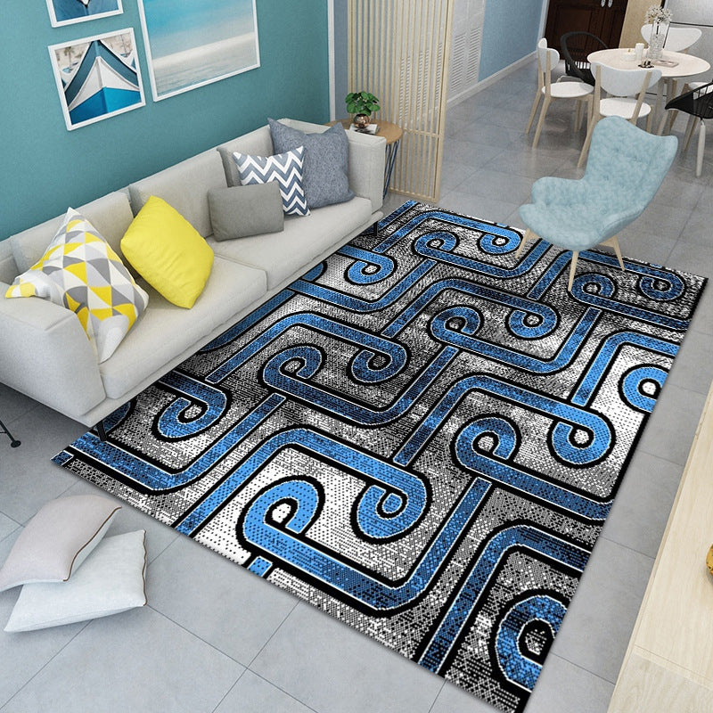 Living Room Carpet Geometry Print Stain Resistant Rug Polyester Rug for Home Decor