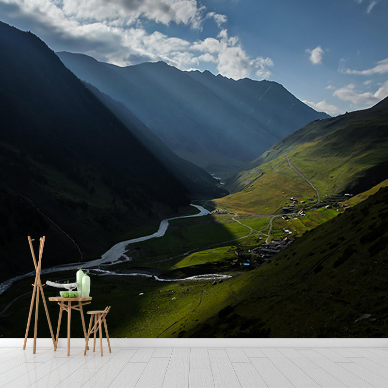 Mildew Resistant Mural Wallpaper Mountain Landscapes Pattern for Bedroom