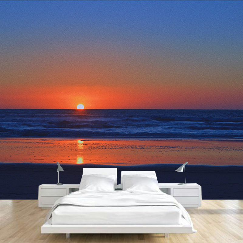 Sun Beach View Mural Stain Resistant Wall Art for Home Decor, Custom Size