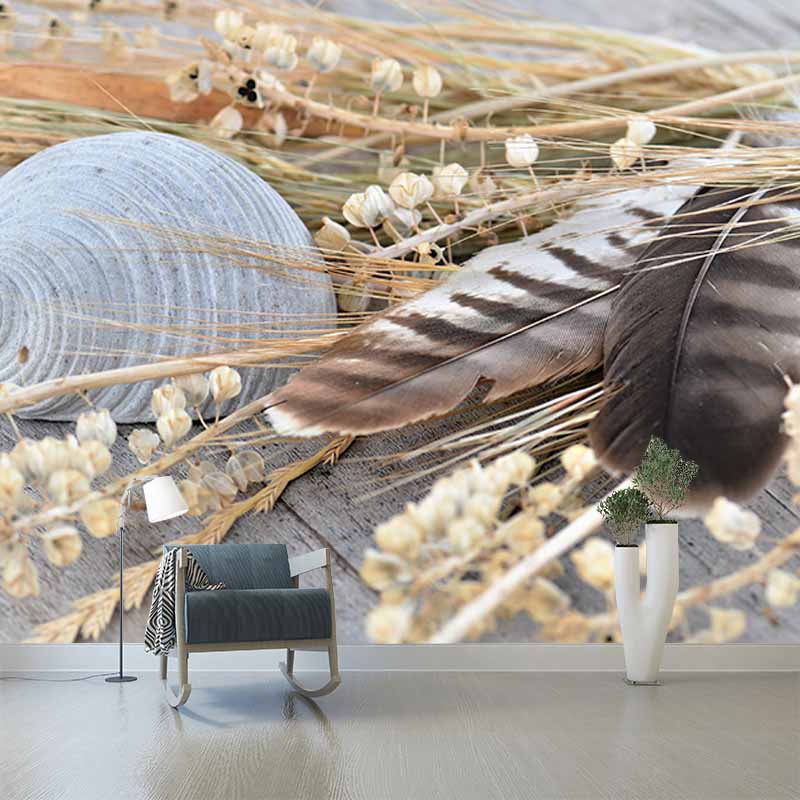 Feather Wallpaper Wall Mural Moisture Resistant Girls Bedroom Wall Decor