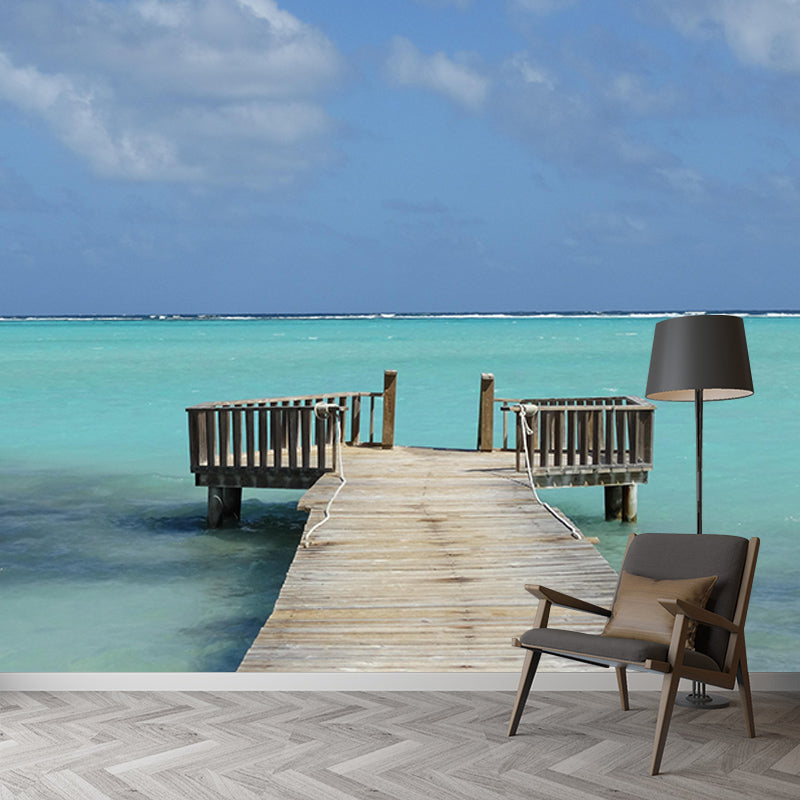 Contemporary Photography Sea Wall Mural Wallpaper Sitting Room Wall Covering