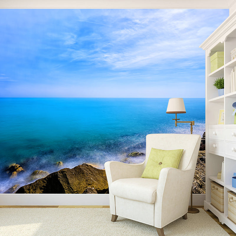 Contemporary Photography Sea Mural Wallpaper Living Room Wall Covering