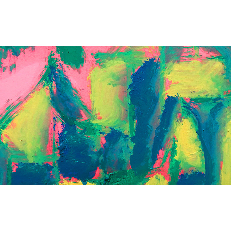 Peinture murale abstraite pour décoration de salon aux couleurs douces, réalisée sur mesure