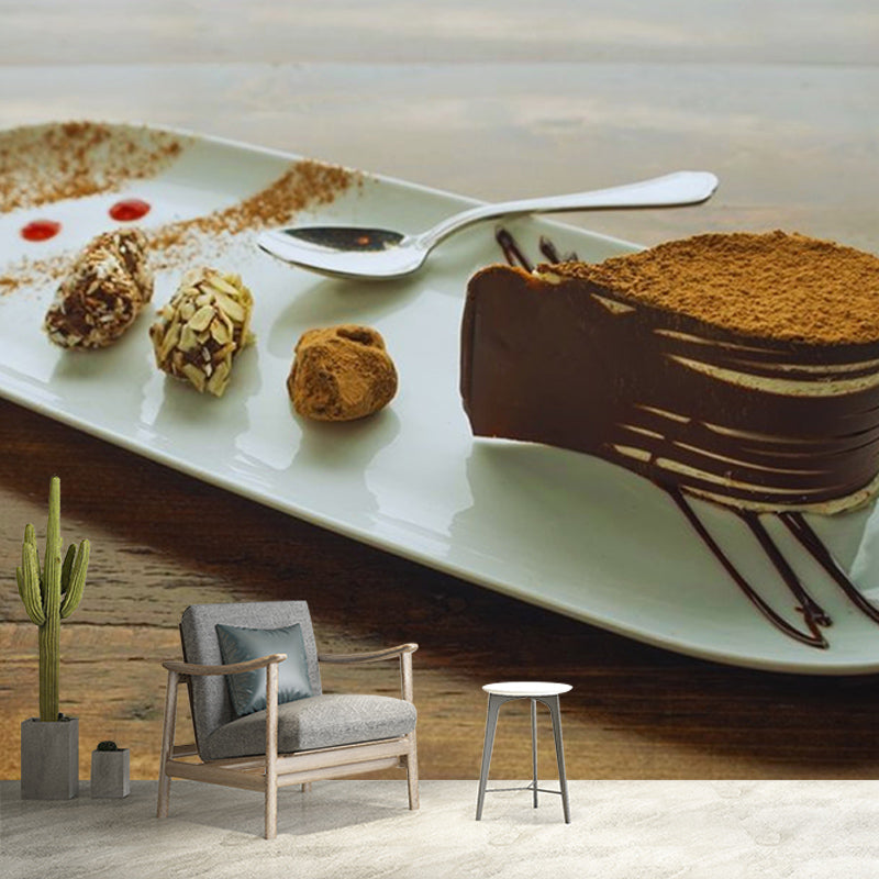 Minimalism Style Mini Cake Wall Mural Wallpaper for Dessert Shop, Custom Size Available