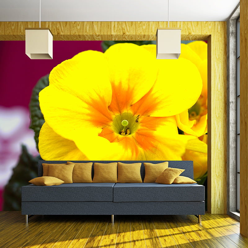 Yellow Flower Mural Wallpaper Bedroom Decorative Wall Art, Personalized Size