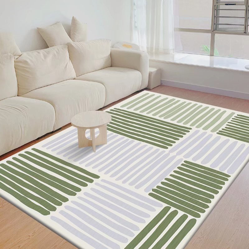 White Modern Rug Polyester Triangle Rug Non-Slip Backing Rug for Drawing Room