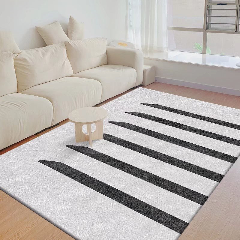 White Modern Rug Polyester Triangle Rug Non-Slip Backing Rug for Drawing Room