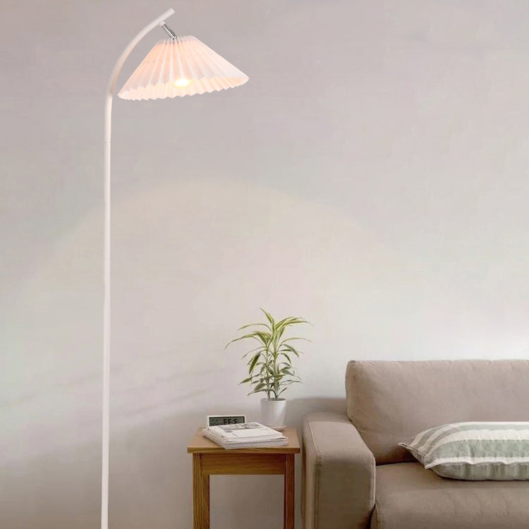 1 Light Cone-Shaped Floor Lamps Modernism Fabric Floor Lamps for Bedroom