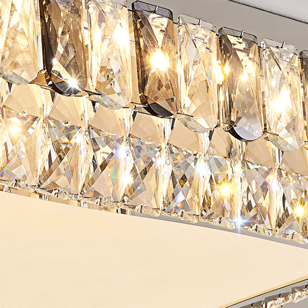 Modern Simple Crystal LED Ceiling Lamp Stainless Steel Geometry Shape Flush Mount
