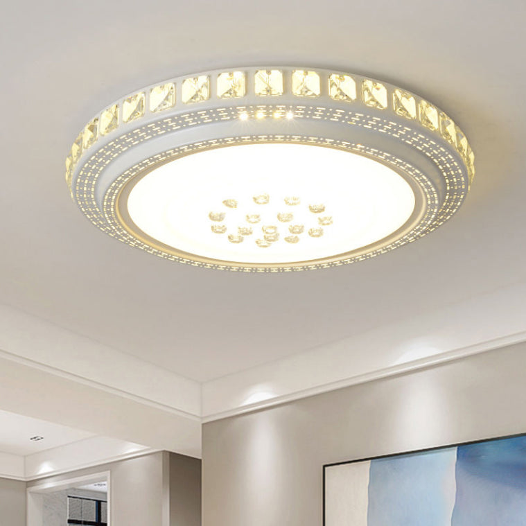 Modern Simple Crystal LED Ceiling Lamp Round Shape Flush Mount for Living Room