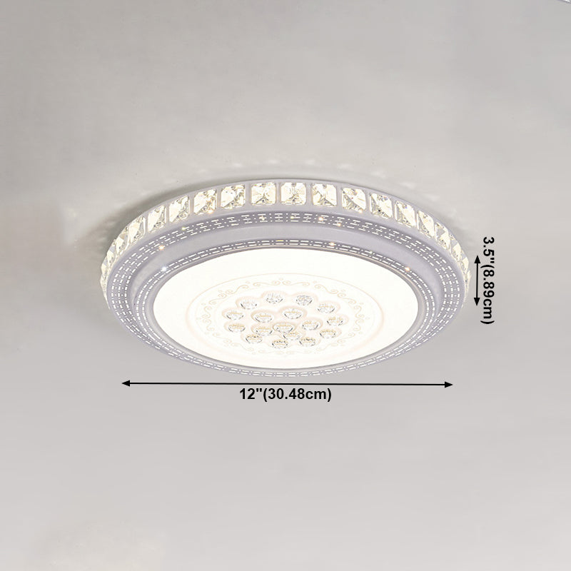 Modern Simple Crystal LED Ceiling Lamp Round Shape Flush Mount for Living Room