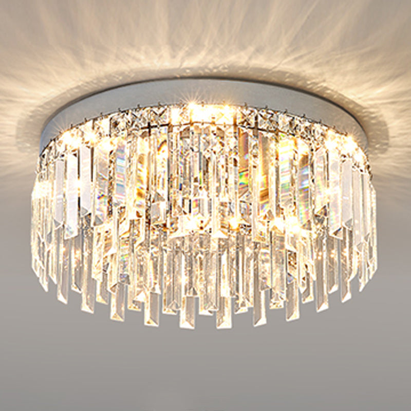 Modern Luxury Round Shape Ceiling Lamp Stainless Steel LED Flush Mount for Living Room