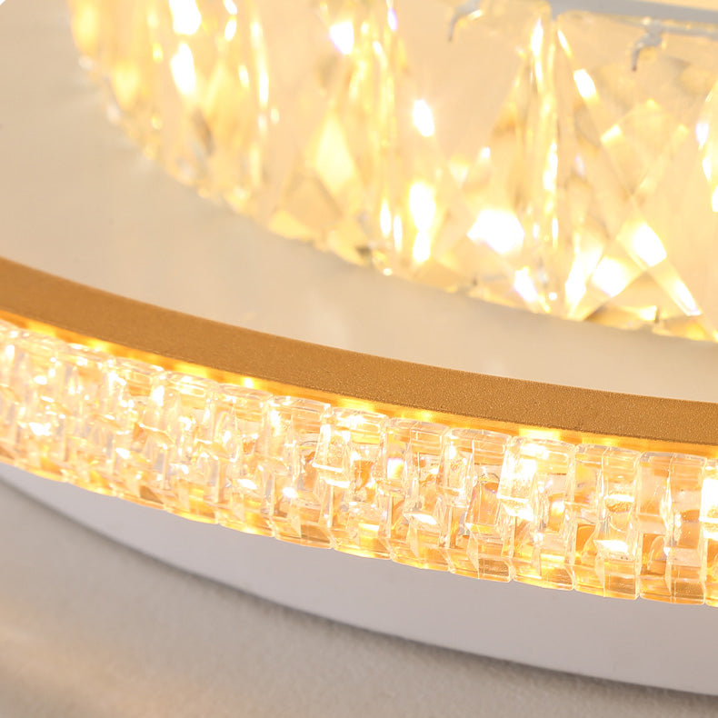 Modern Simple Style Geometry Shape Crystal LED Ceiling Lamp Iron 2 Lights for Bedroom