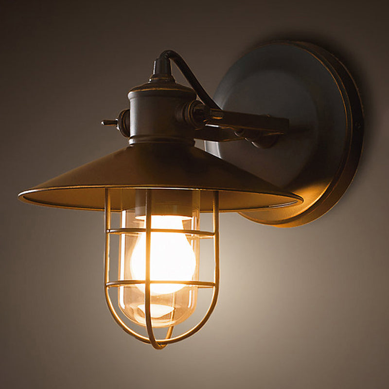 Lampada a parete in gabbia in gabbia in stile industriale 1 illuminazione montata a parete in nero