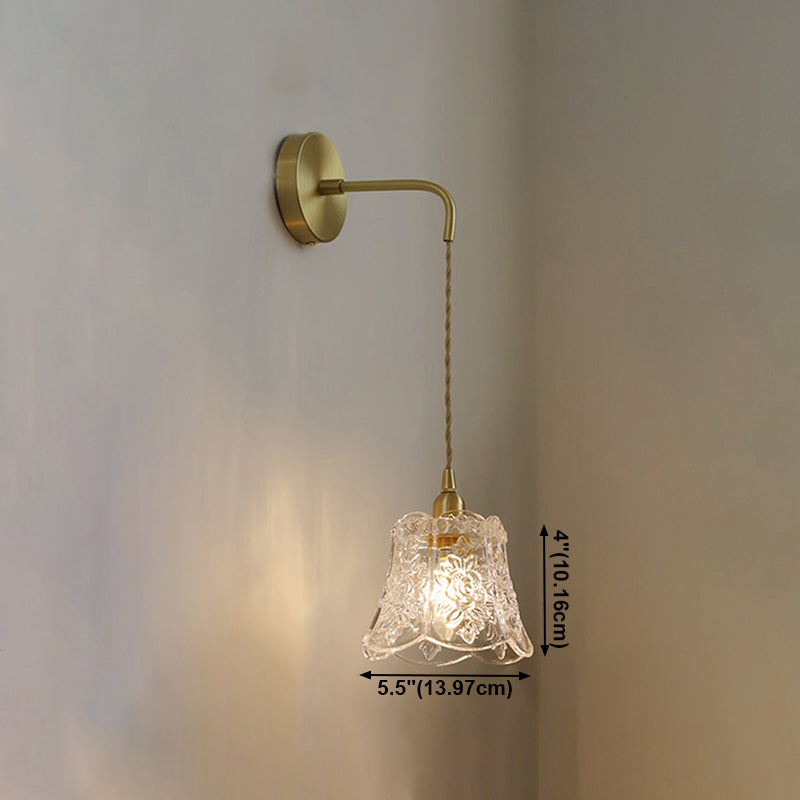 Industrial Style Geometric Wall Lamp Light Glass 1 Light Wall Mounted Lighting in Gold