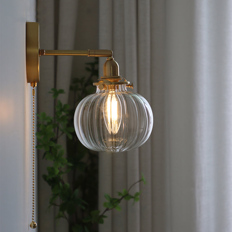 Lampada da parete a parete a sfera in stile industriale 1 illuminazione montata a parete leggera in oro
