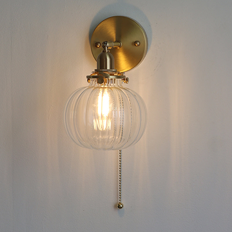 Lampada da parete a parete a sfera in stile industriale 1 illuminazione montata a parete leggera in oro