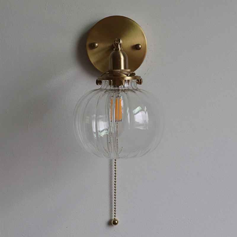 Lampada da parete a parete a sfera in stile industriale 1 illuminazione montata a parete leggera in oro