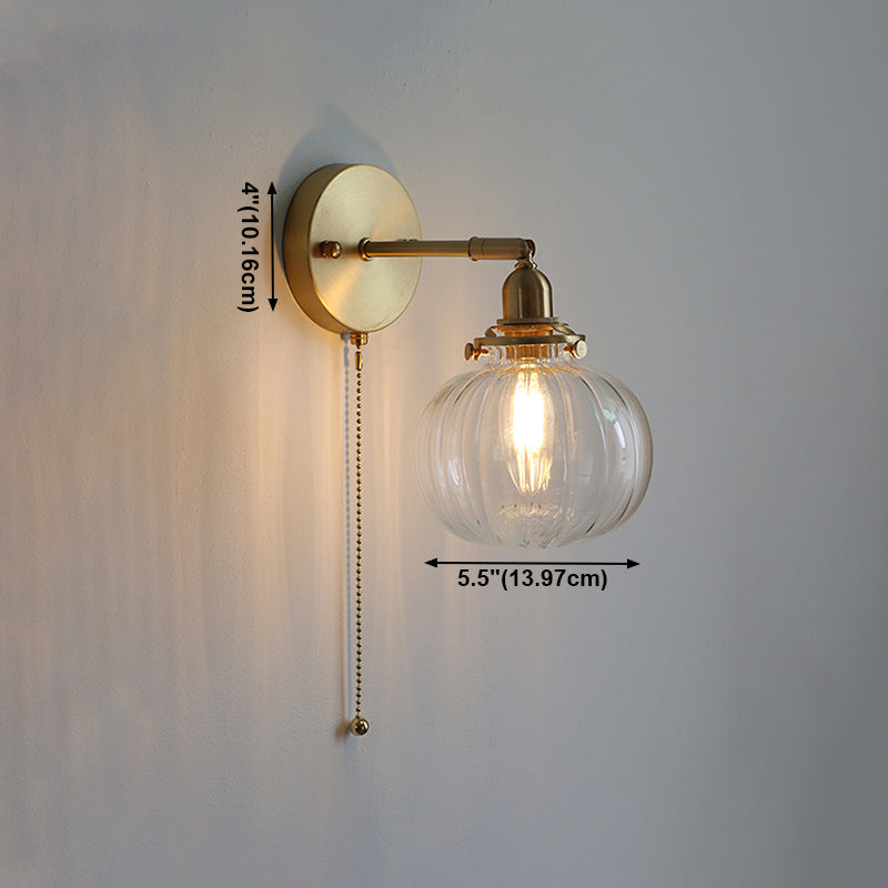 Lampada da parete a parete a sfera in stile industriale 1 illuminazione montata a parete leggera in oro