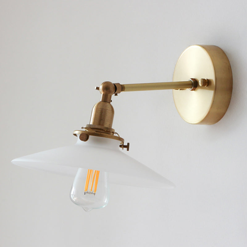 Industrial Style Flared Wall Lamp Light Glass 1 Light Wall Mounted Lighting in Gold