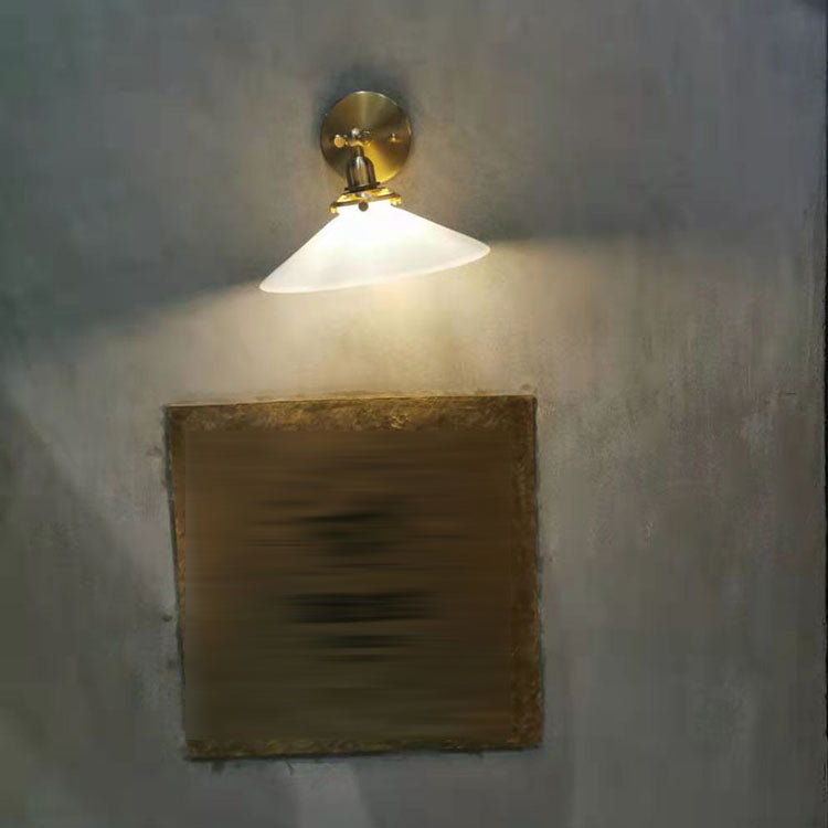 Industrial Style Flared Wall Lamp Light Glass 1 Light Wall Mounted Lighting in Gold