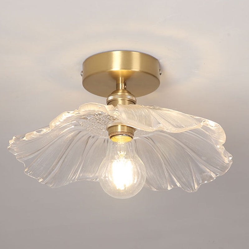 Metal Flower Shape Flush Mount in Colonial Style Copper Ceiling Light