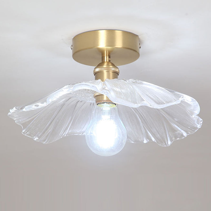 Metal Flower Shape Flush Mount in Colonial Style Copper Ceiling Light